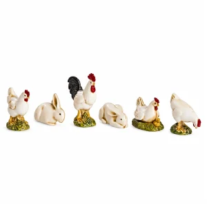 6 Animali da Cortile Bianchi Standard 10 per Presepe in Scala 1:20