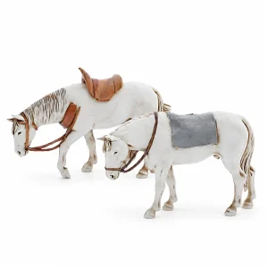 Set 2 Cavalli Assortiti Standard 10 per Presepe in Scala 1:20
