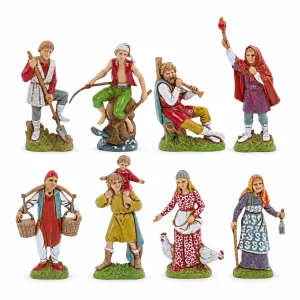 Set Pastori 8 Soggetti Standard 10 Stile Napoletano per Presepe in Scala 1:20