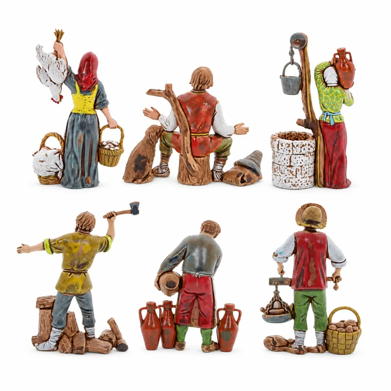 Set mit 6 Standard 10 neapolitanischer Stil für Krippe im Maßstab 1:20