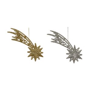 Stella cometa h 15 cm glitter argento oro